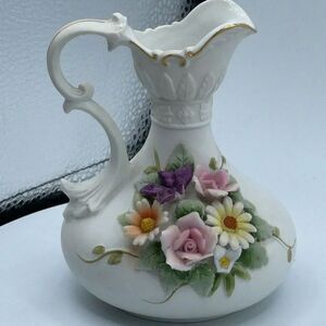 Vintage Lefton Pitcher hand painted pastels Florals Collection.